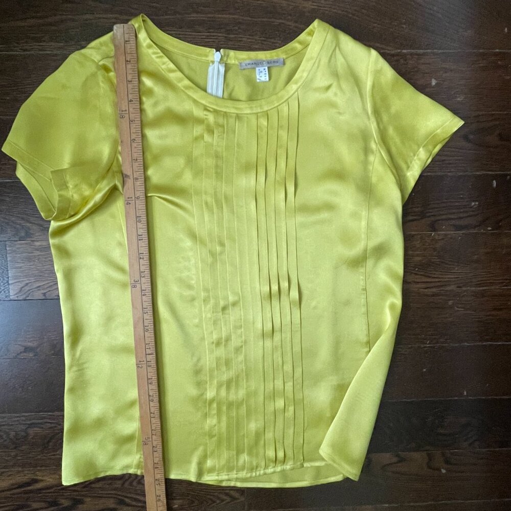 Stunning Emanuel Berg Citrine Yellow 100% Silk Short Sleeve Blouse-8 - Picture 7 of 9